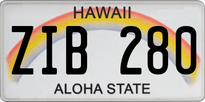 HI license plate ZIB280