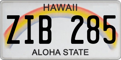 HI license plate ZIB285