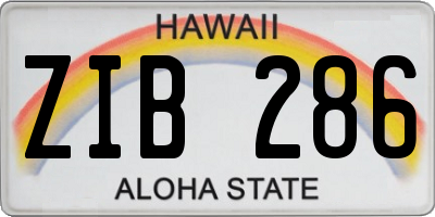 HI license plate ZIB286