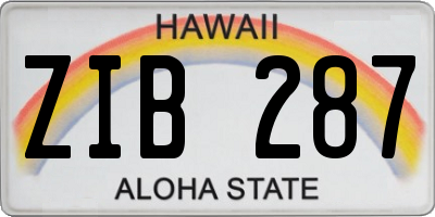 HI license plate ZIB287