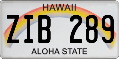 HI license plate ZIB289