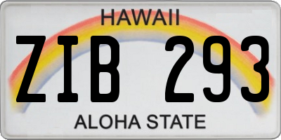 HI license plate ZIB293