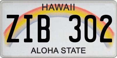HI license plate ZIB302