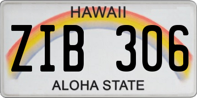 HI license plate ZIB306