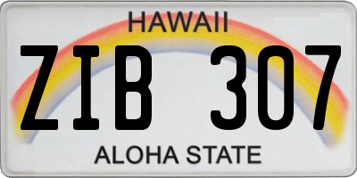 HI license plate ZIB307
