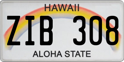 HI license plate ZIB308