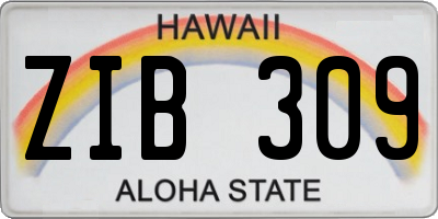 HI license plate ZIB309