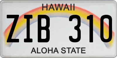 HI license plate ZIB310
