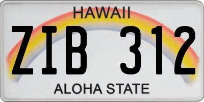 HI license plate ZIB312