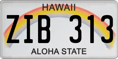 HI license plate ZIB313