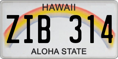 HI license plate ZIB314