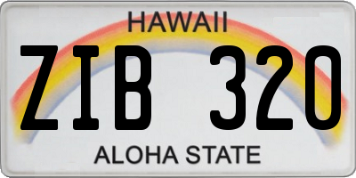 HI license plate ZIB320