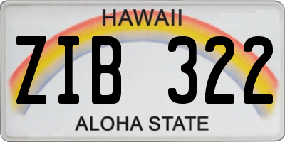 HI license plate ZIB322
