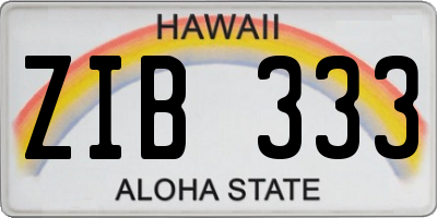 HI license plate ZIB333