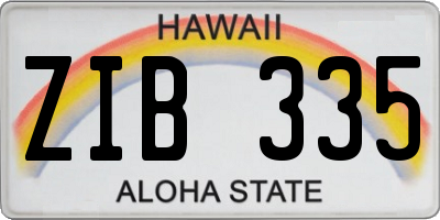 HI license plate ZIB335
