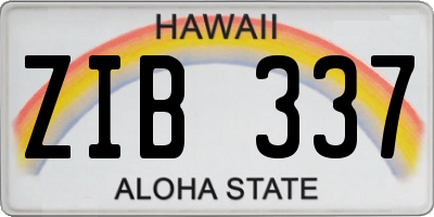 HI license plate ZIB337