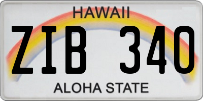 HI license plate ZIB340