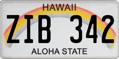 HI license plate ZIB342