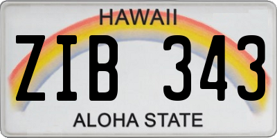 HI license plate ZIB343