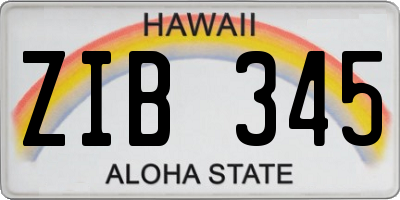 HI license plate ZIB345