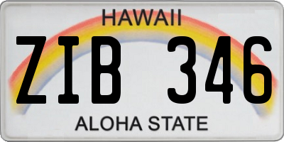 HI license plate ZIB346