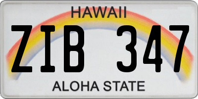 HI license plate ZIB347