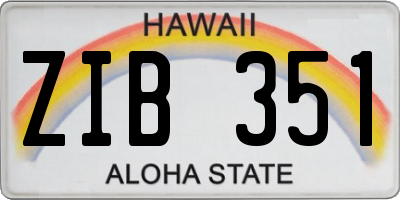 HI license plate ZIB351