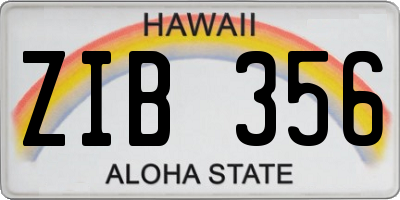 HI license plate ZIB356