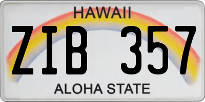 HI license plate ZIB357