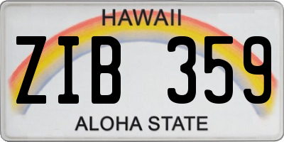 HI license plate ZIB359