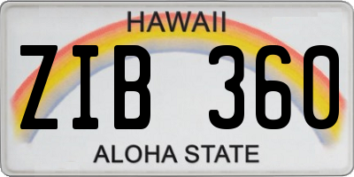 HI license plate ZIB360