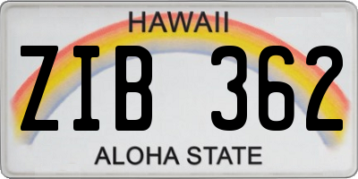 HI license plate ZIB362