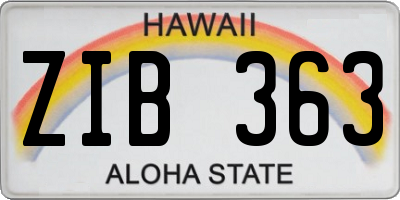 HI license plate ZIB363