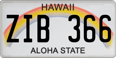 HI license plate ZIB366