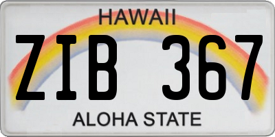 HI license plate ZIB367