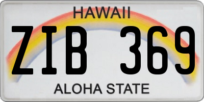 HI license plate ZIB369