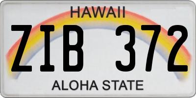 HI license plate ZIB372
