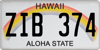 HI license plate ZIB374