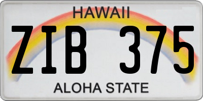 HI license plate ZIB375