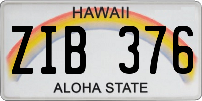 HI license plate ZIB376
