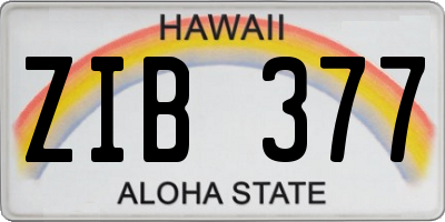 HI license plate ZIB377