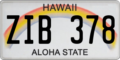HI license plate ZIB378