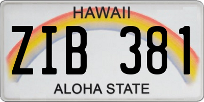 HI license plate ZIB381
