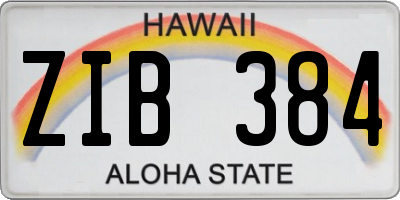 HI license plate ZIB384