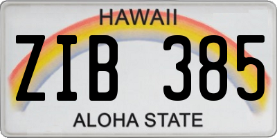 HI license plate ZIB385