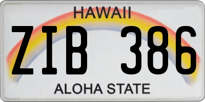 HI license plate ZIB386