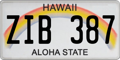 HI license plate ZIB387