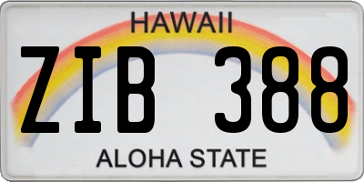 HI license plate ZIB388