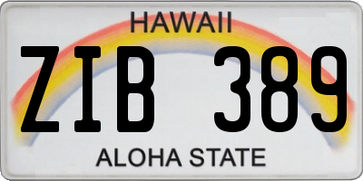 HI license plate ZIB389
