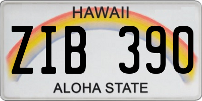 HI license plate ZIB390